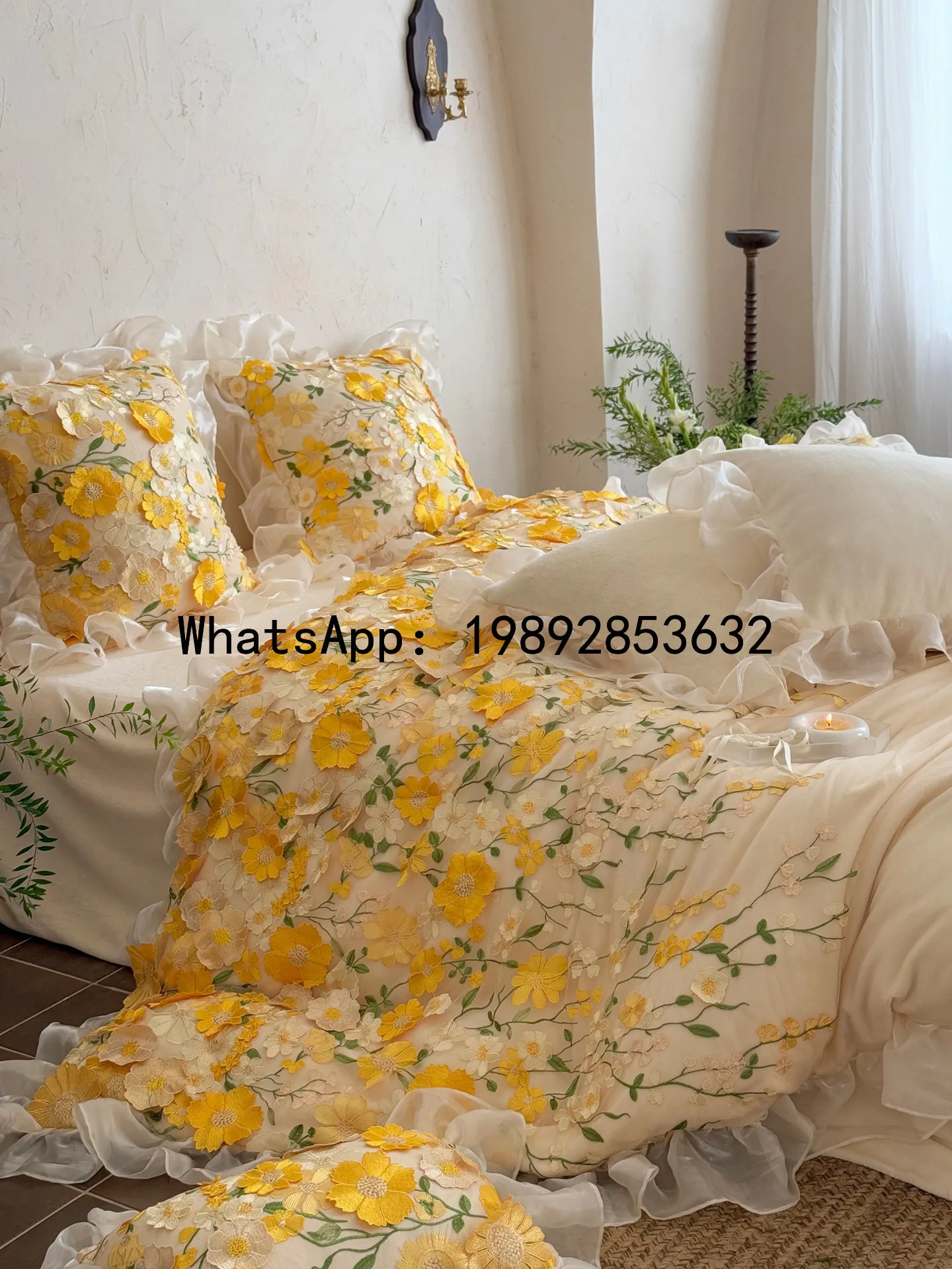 HYS three-dimensional flower milk fleece four-piece set double-sided coral fleece quilt cover sheets thickened bedding