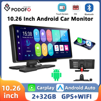 Podofo 10.26'' 4+64G Smart Screen Player Carplay Android Car Monitor Dashboard Dash Cam Android Auto Car DVR WIFI GPS Navigation