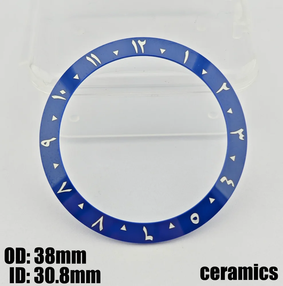 حلقة بحافة بأرقام عربية للرجال ، ساعة لامعة ، مطفية ، سيراميك ، حافظة داخلية ، NH35 ، 40 top ، 38 * ay