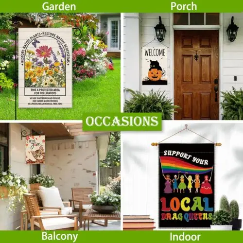 علم حديقة الترحيب من Restore Native Plants، مقاس 12 × 18 بوصة للعطلات على الوجهين...