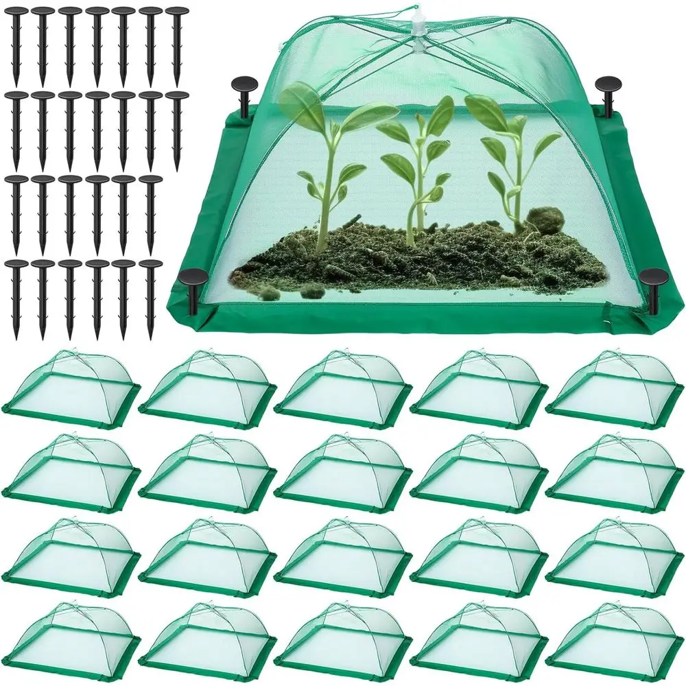 

illTouch 20 Pcs 17 Inch Mesh Plant Cover Plant Protectrom Animals Outdoor Plants Tent or Vegetables up Net Garden Netting Cover