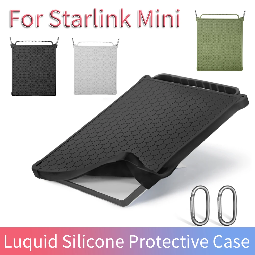 غطاء حماية صغير من Starlink غطاء حماية من السيليكون مضاد للسقوط تغطية كاملة حافظة واقية مضادة للانزلاق وقابلة للغسل مع حلقة تسلق #1