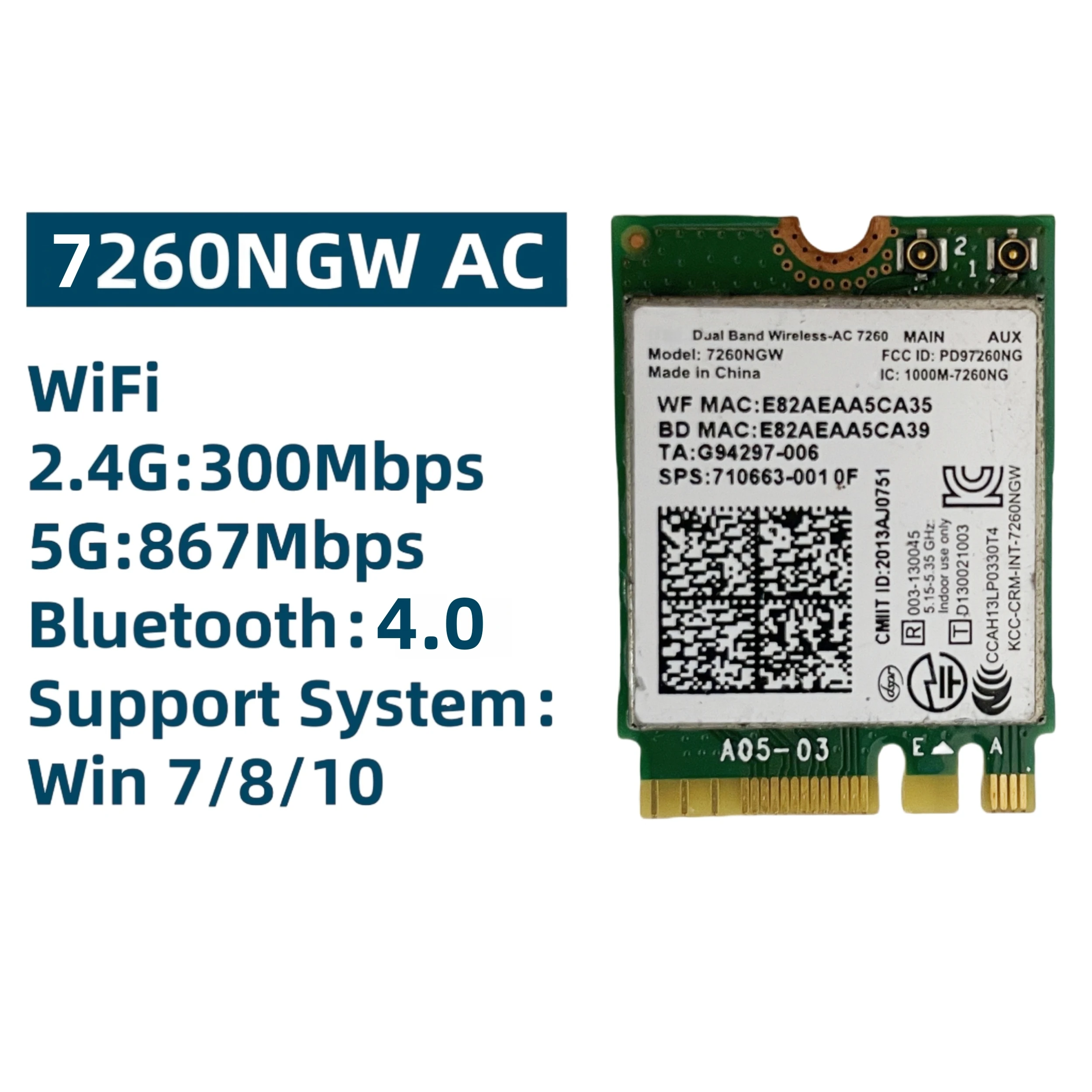 لـ Dell OptiPlex 3000 5000 7000 7010 7020MFF كابل هوائي خارجي 7260NGW AC 8260NGW بطاقة واي فاي