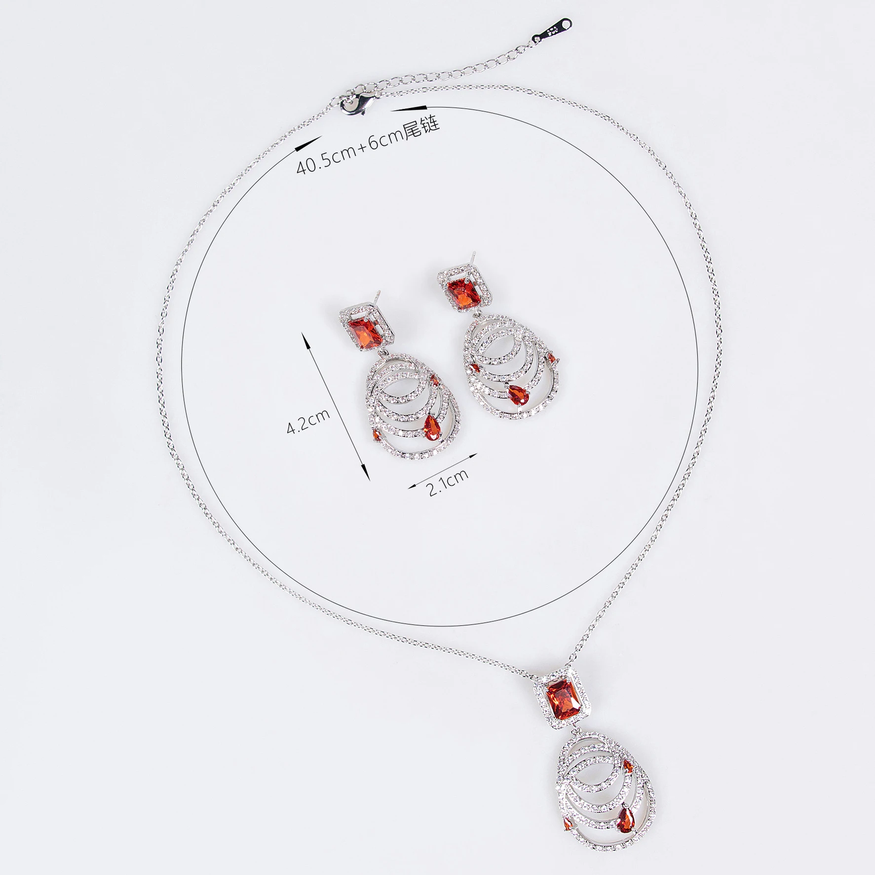 Retro Stereo 2 Piece Necklace Earrings Sparkle Light Luxury Jewellery for Dubai Women Holiday Everyday Wedding Gift M-537