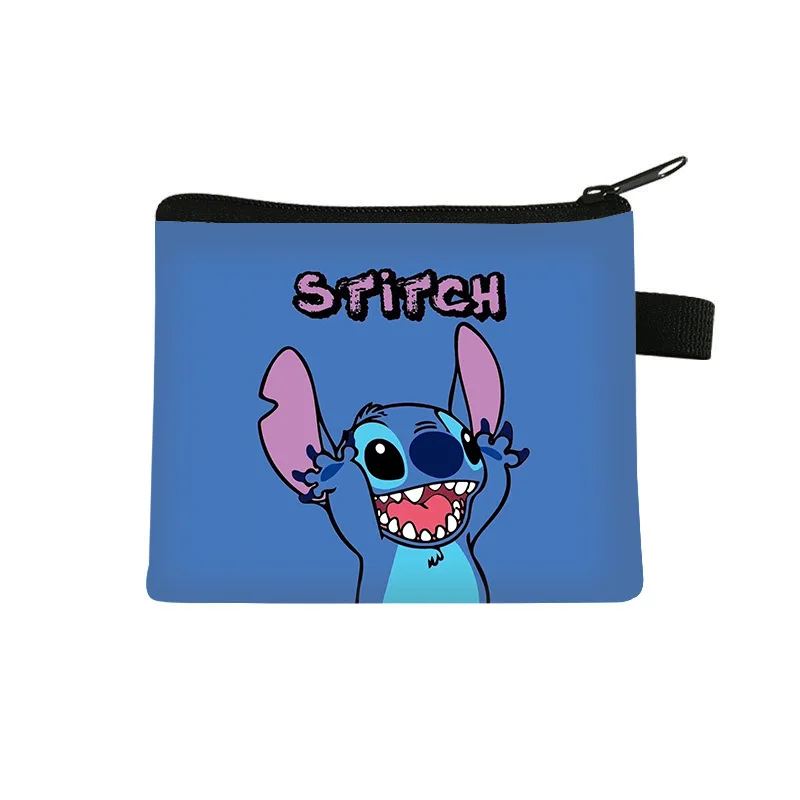 Disney Stitch-cartera Kawaii de Lilo & Stitch para niños, monedero de dibujos animados, portatarjetas de identificación, bolsa de almacenamiento para llaves, regalos para niños