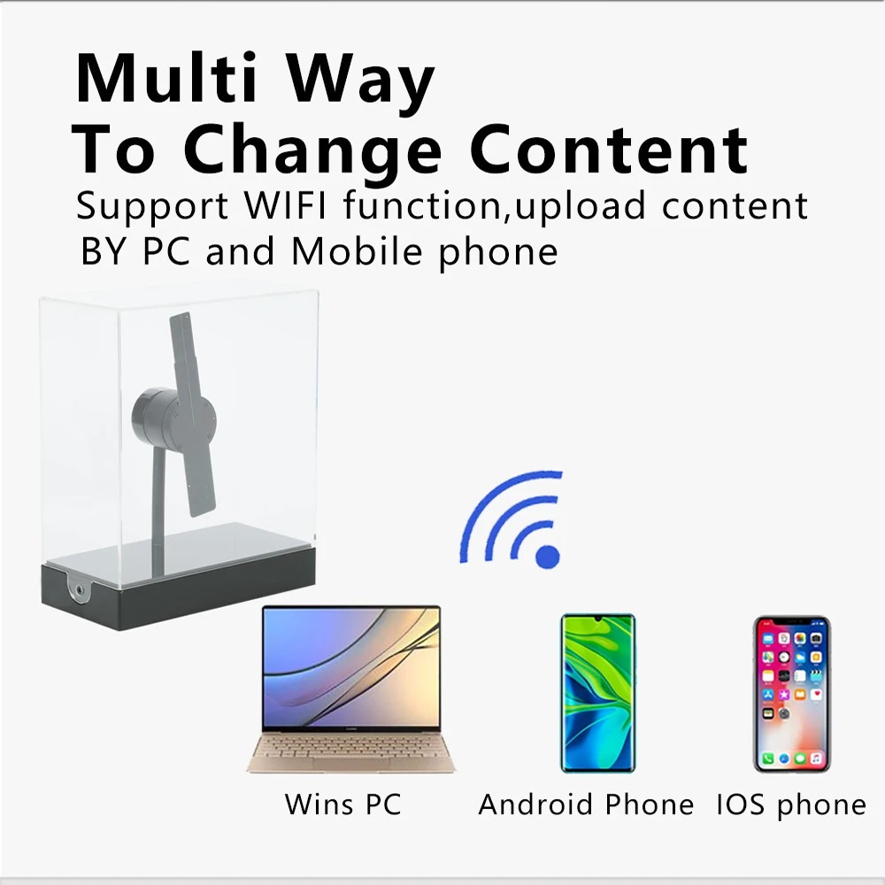 Portable Mini 3D Hologram Fan 18CM with Desktop Cover - Christmas Decoration Holographic Display, Advertising Projector for Home - Image 3