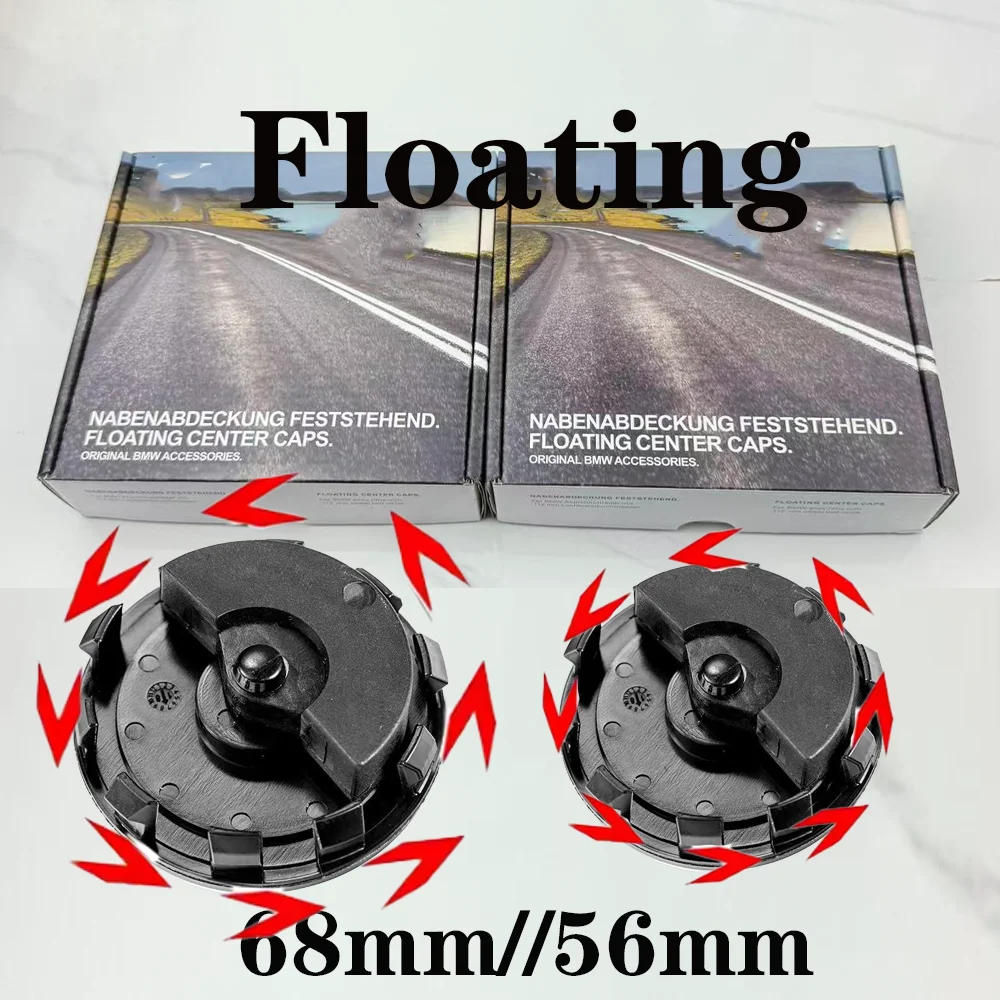 4Pcs 56mm 68mm 3DFloating Car Dynamic Floating Wheel Center Hub Caps ...