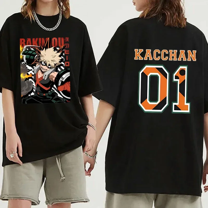 Hot Anime Bakugou Katsuki 01 Printing T-shirt Women Men Fashion Short Sleeve Street Casual Personality Y2k Summer T-shirt