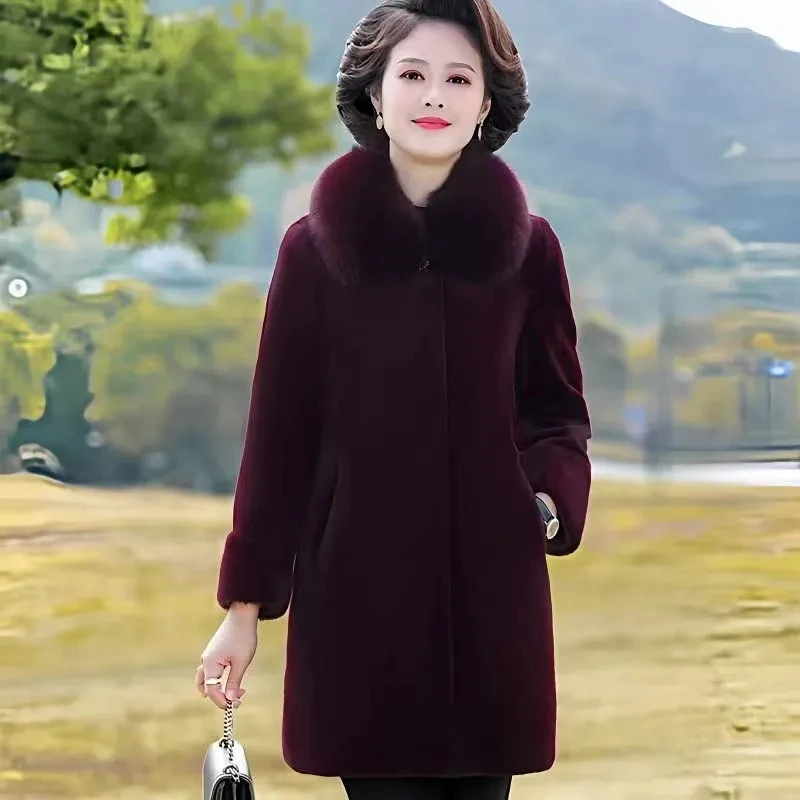 Middle-Aged Imitation Fur Mink Fur Coat Women'S Mid-Length Autumn Winter Mink Fur Coat Women'S New Loose Oversize Mother'S Wear