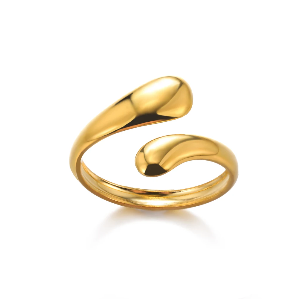 Anillos de abrazo lisos para mujer, anillo ajustable geométrico de acero inoxidable de Color dorado, anillos de compromiso de boda, regalo de joyería