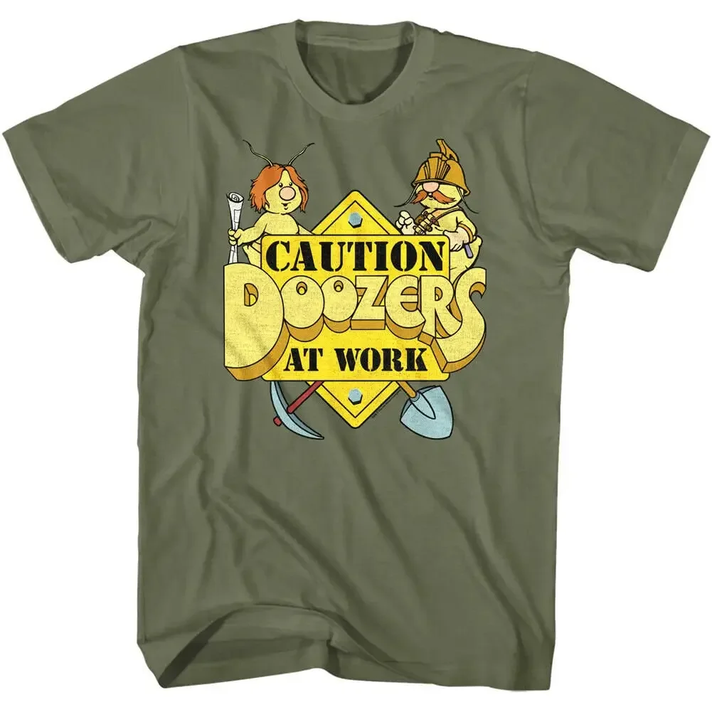 Fraggle Rock T shirt Caution Doozers At Work Men's 80s Puppet TV Show Jim Henson Pod Squad Anime Merch