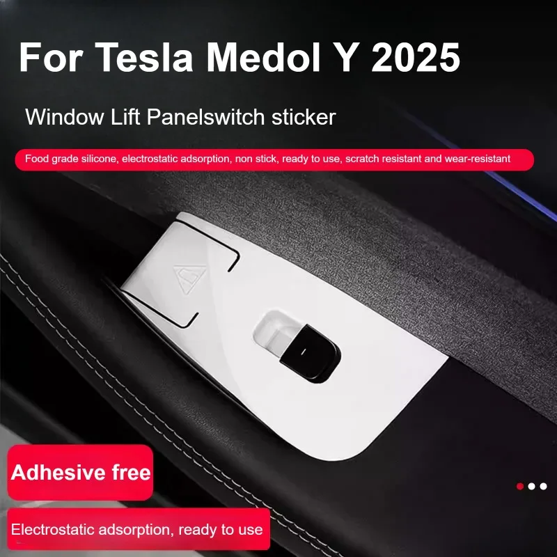 

For Tesla Model Y Juniper 2025 Car Silicone Glass Button Frame Protector Door Open Handle Panel Protector Cover