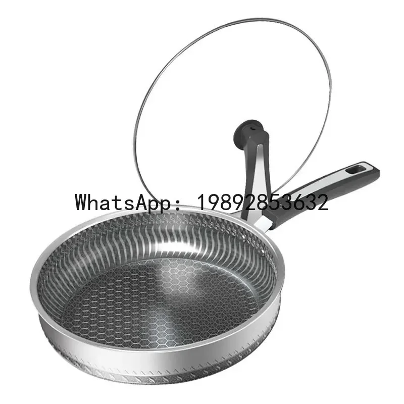 a5+ new 316  steel flat bottom deep frying pan honeycomb non-stick pan household steak frying pan omelette artifact