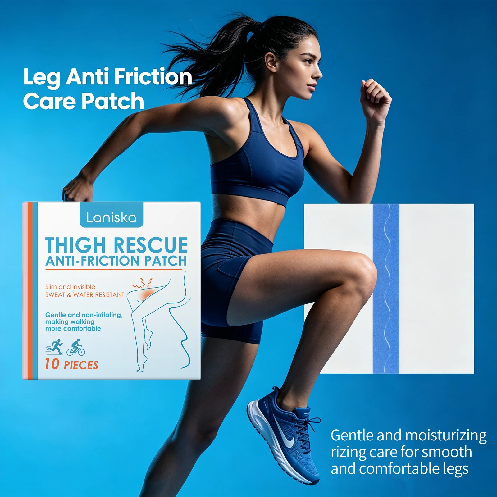 Thigh Anti-Friction Patch 10PCS Invisible Sweat & Water Resistant Soft Skin Patch for Walking Running Cycling Irritation Free