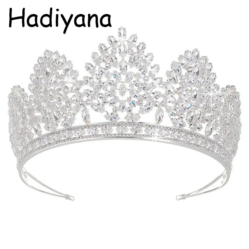 Hadiyana Luxury CZ Large Russia Crown New Arrival Pageant Crowns for Women Bridal Tiaras Royal Prom Party Design Jewelry BC3953