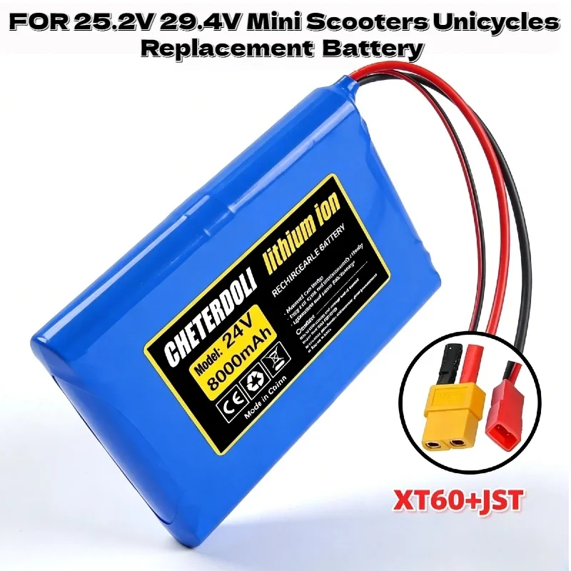 

High Capacity 7S2P 24V 8000mAh Li-ion Battery Pack for 25.2V 29.4V Mini Scooters Unicycles Durable Rechargeable Spare Parts