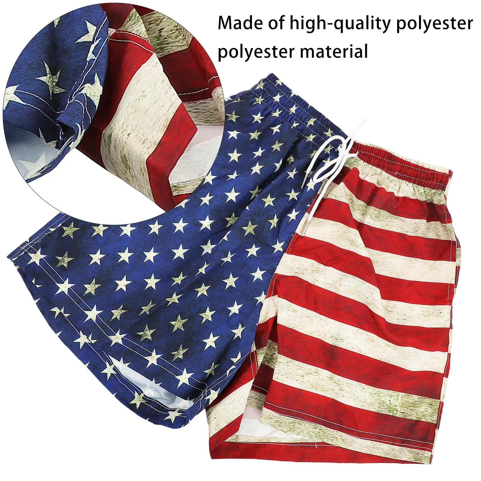 

1Pair Usa Flag Swim Trunks for Men Summer Beach Shorts Quick Dry Breathable Polyester Mens Swimming Shorts Comfortable Loose