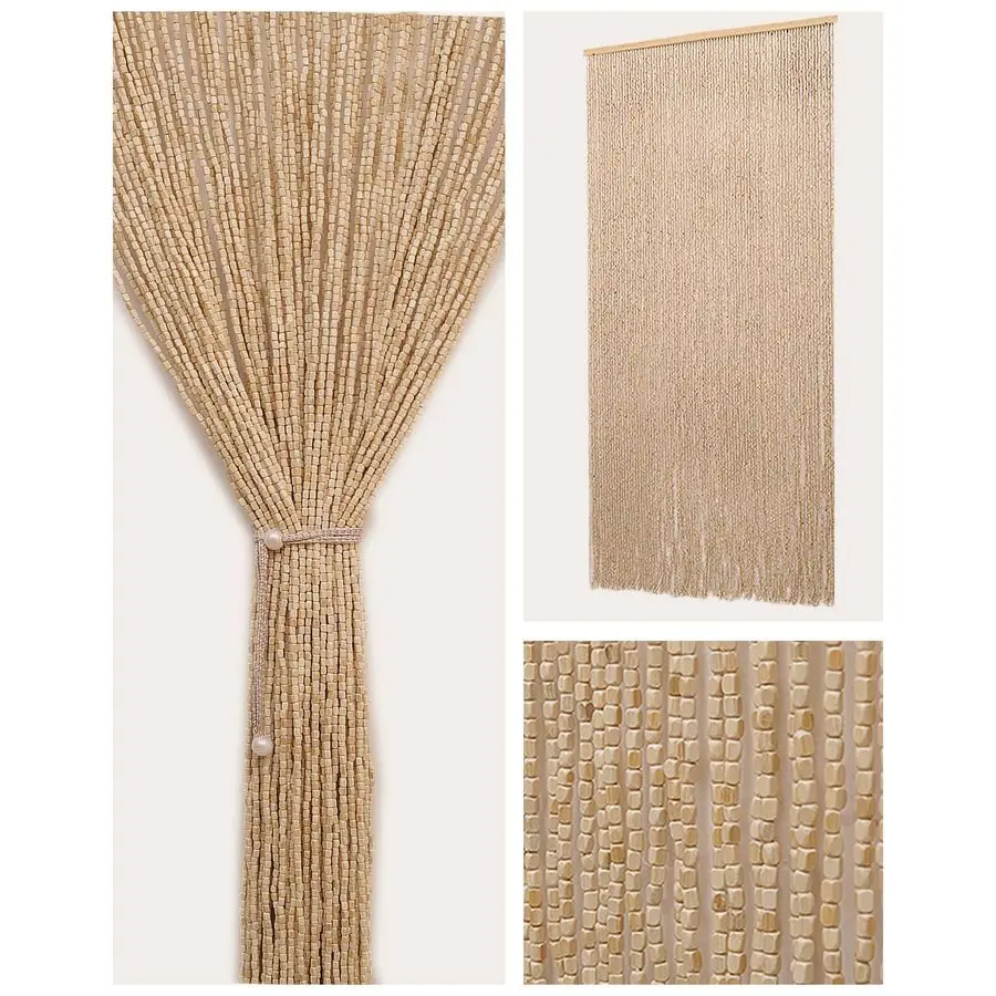 

Strands Beaded Curtain for Doorways 35.5x79 Handmade Natural Beaded CurtainsBoho Doorway Wood and Bamboo Bead CurtainAs Insect S
