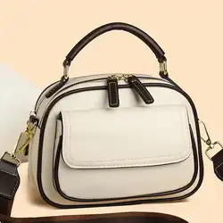 Elegant Double Layer Wide Strap Crossbody Handbag  Multifunctional Adjustable Women Satchels Wide Shoulder Strap Large Capacity