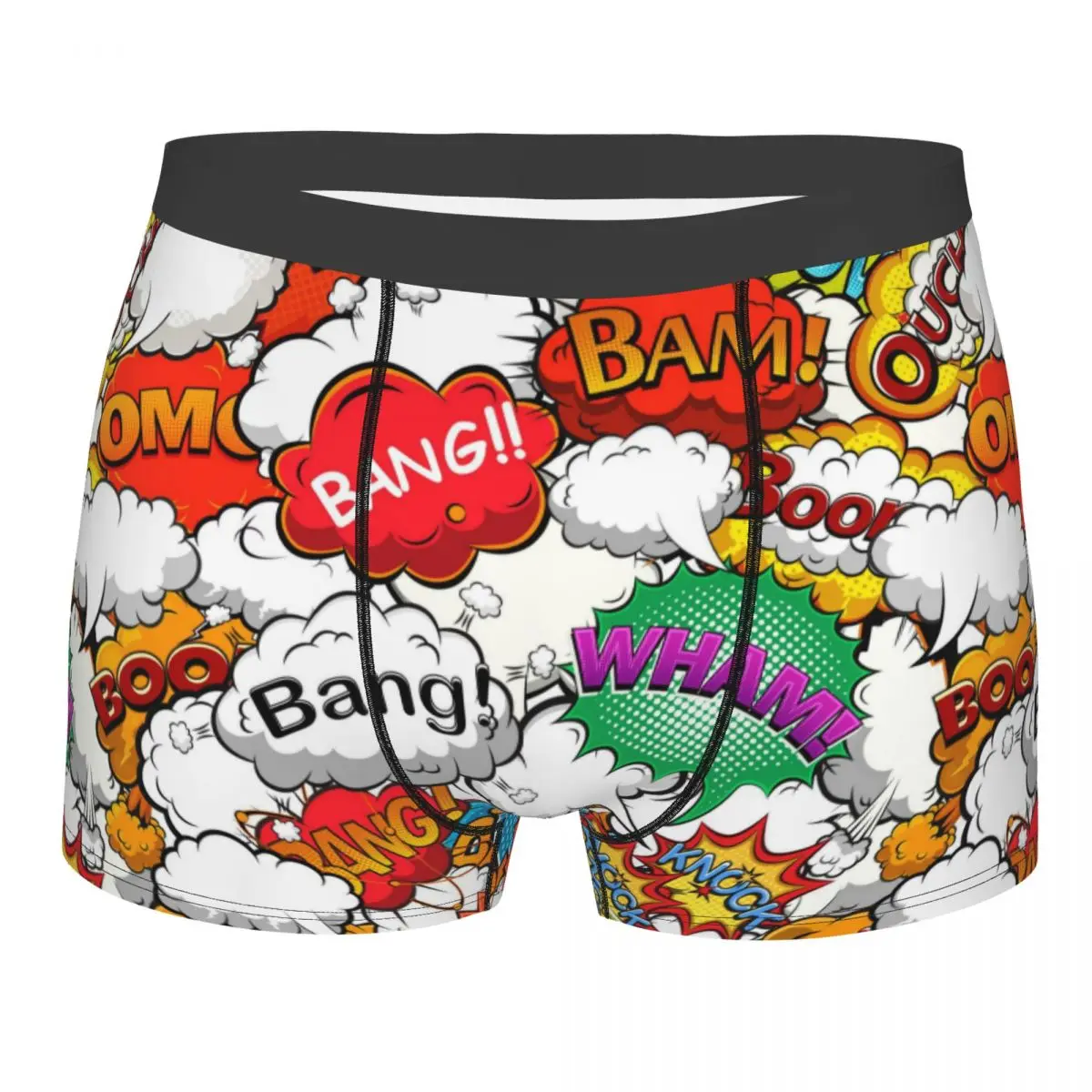 Custom Male Cool Colorful Comics Speech Bubbles Underwear Boxer Briefs Men Soft Shorts Panties Underpants