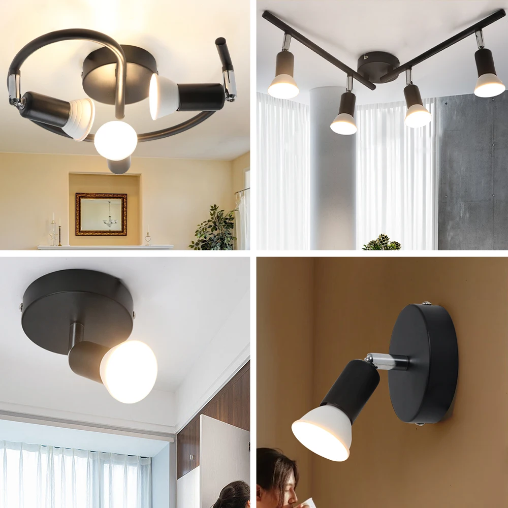 Refletor LED com cabeça de luz rotativa flexível, 4-Light Track Lighting Kit, parede e teto Fixture, Flush Mount