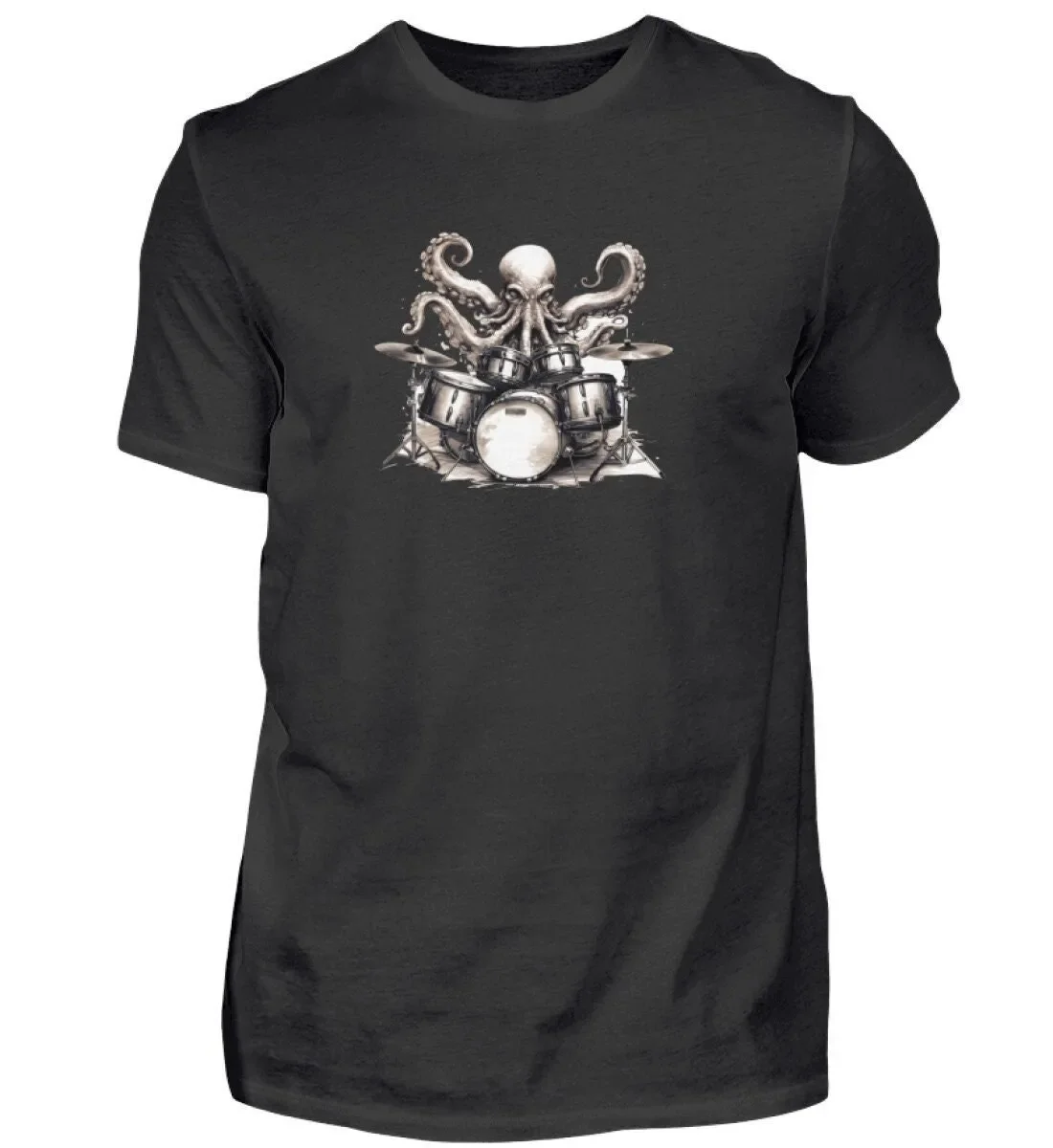 Pulpo jugando tambores camiseta hombres música criaturas marinas hombre motivo Animal estampado calamar