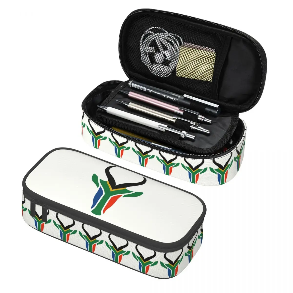 

South African Springboks Flag Pencil Cases Pencil Pouch Storage Stationery Supplies Big Capacity Pen Box Pencil Bag for Kids