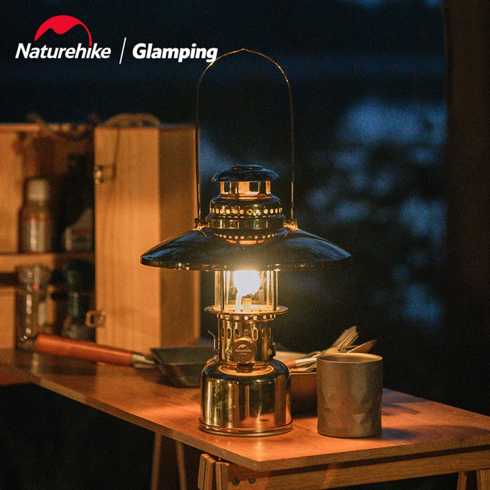 Naturehike Retro Camping Lamp,Outdoor Gas Lantern Tent Atmosphere Butane Light,Portable Camp Picnic Hanging Lamp