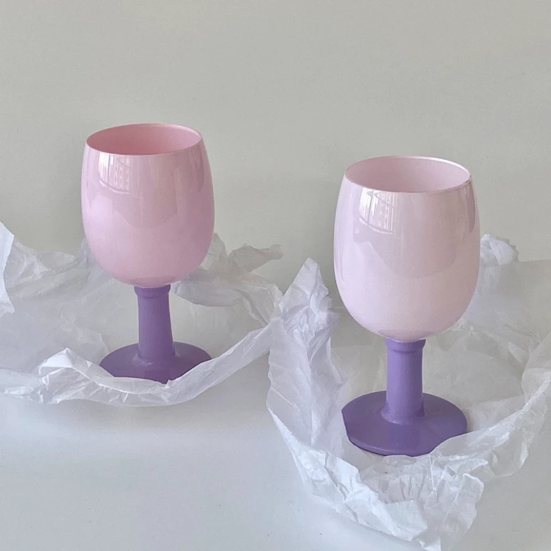 

Vintage pink purple French tulip glass goblet wine glass ins vintage girl's heart red wine champagne glass