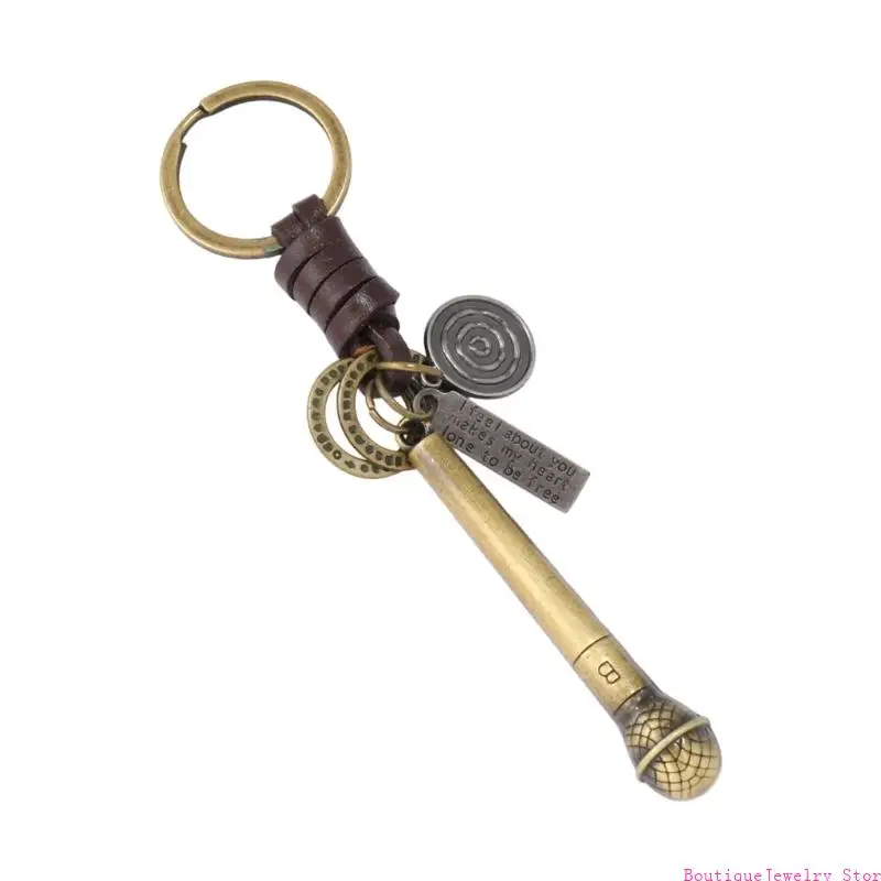 E1PE Vintage Microphone Keychain for House Keys, Car Keys, Backpacks