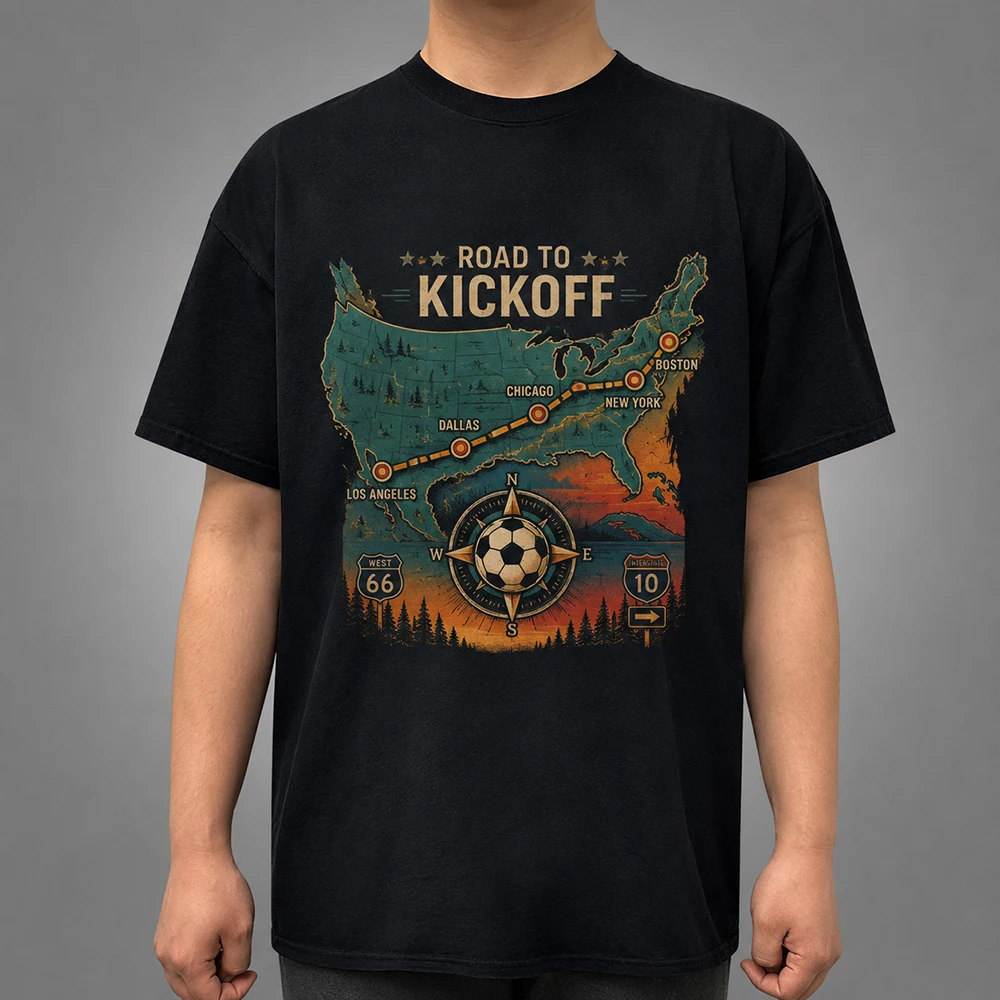 

Soccer Graphic Tee Vintage Cotton Unisex Compass Map Print Short Sleeve Shirt Sports Fan Gift Match Day Top Men Women