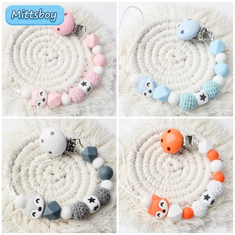 Baby Pacifier Clips Silicone Star Beads Pacifier Chains Infant Nipple Appease Soother Chain Clips Dummy Holder Nipple Clips Gift