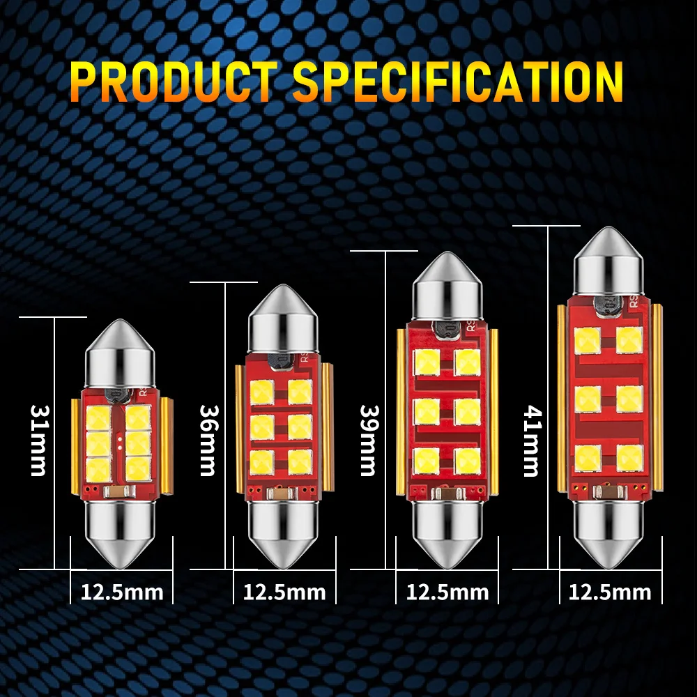 Canbus Error Free 31mm 36mm 39nm 41mm 3030 SMD C5W C10W SV8.5 Automobiles Car Led Light Festoon Dome Lamp No Polarity 12V