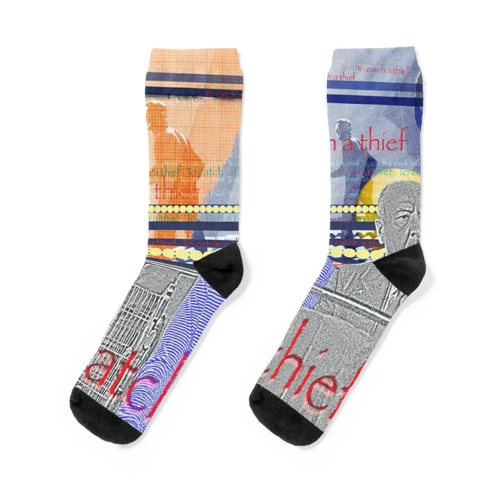 

Alfred Hitchcock, To catch a thief collage Socks Christmas kawaii Men's football Socks Woman Men's