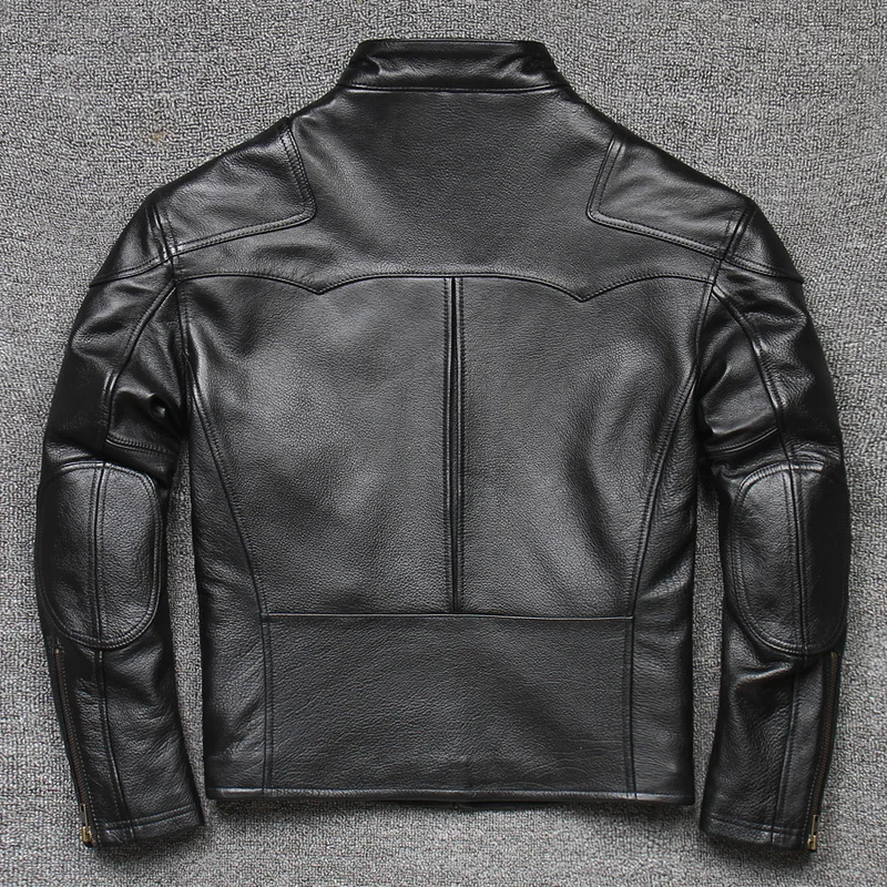 

No Paint Bla Vm Leather Jaet Men's Spring Autumn Outerwear Motorcycle Sle Stand Collar Genuine Top Layer Cowhide