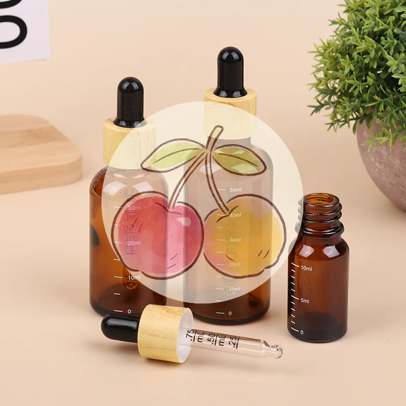 

5ml-100ml Dropper Bottles With Scale Reagent Eye Drop Amber Glass Aromatherapy Liquid Pipette Bottle Refillable Bottles Travel~