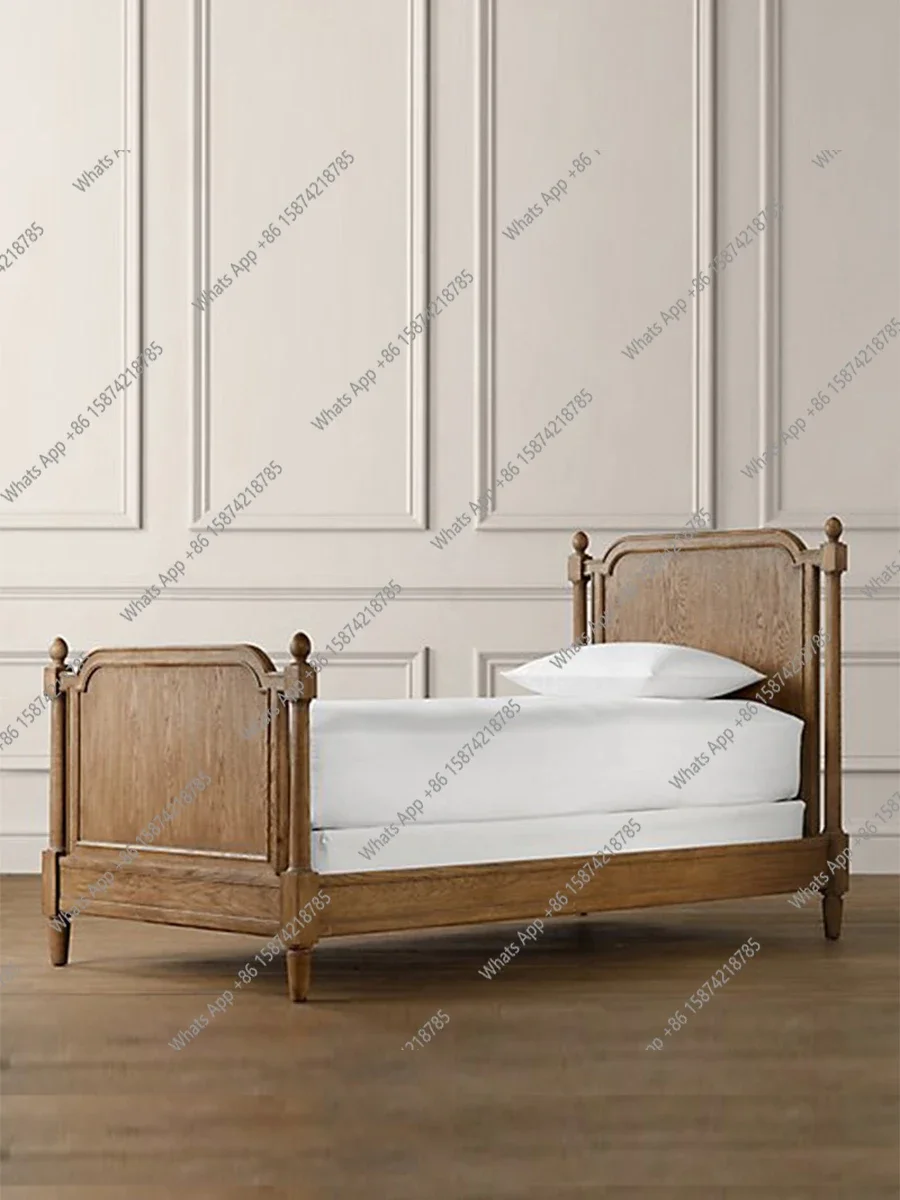 

S American Solid Wood Children's Bed Single 1.2m Vintage Modern Simple Oak Bed Boys Girls 1m Customized