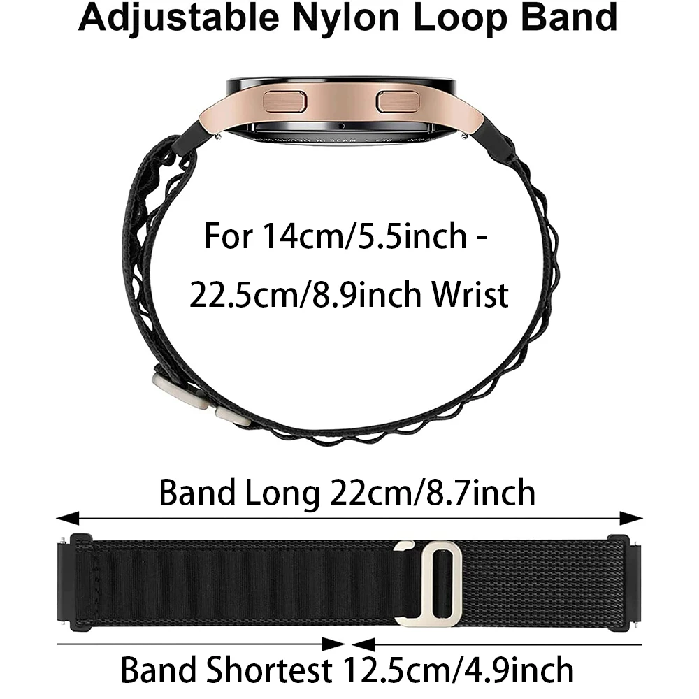 Band voor Samsung Galaxy Watch 4 5 Pro 6 Classic Gear S3 Active 2 Nylon lus correa Armband Amazfit GTS 2 4 mini 20 mm 22 mm band