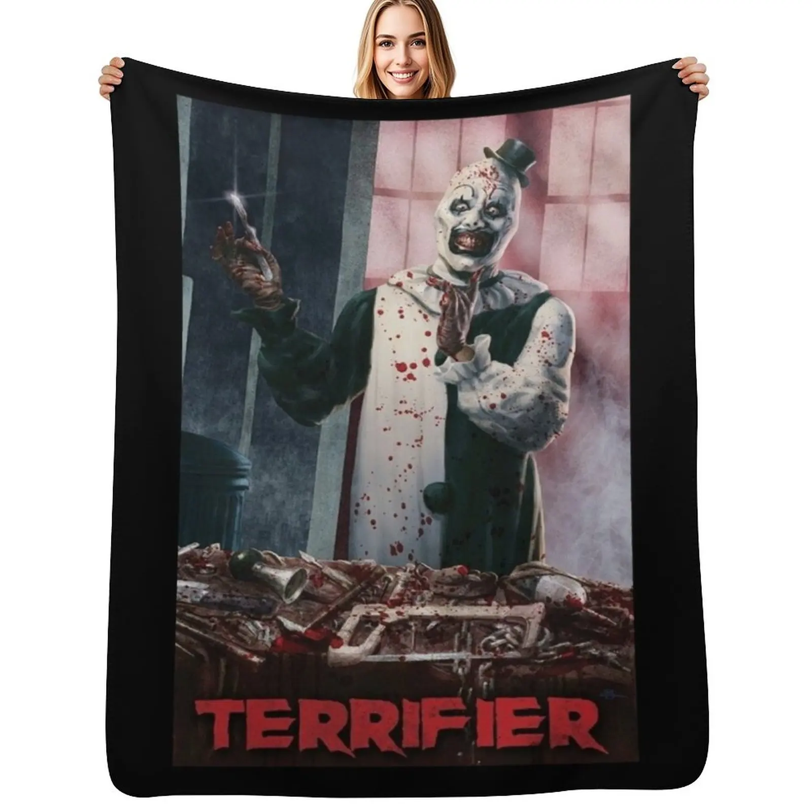 Terrifier movie horror art the clown poster film Throw Blanket Cozy Throw Blanket for Bed Sofa Chair