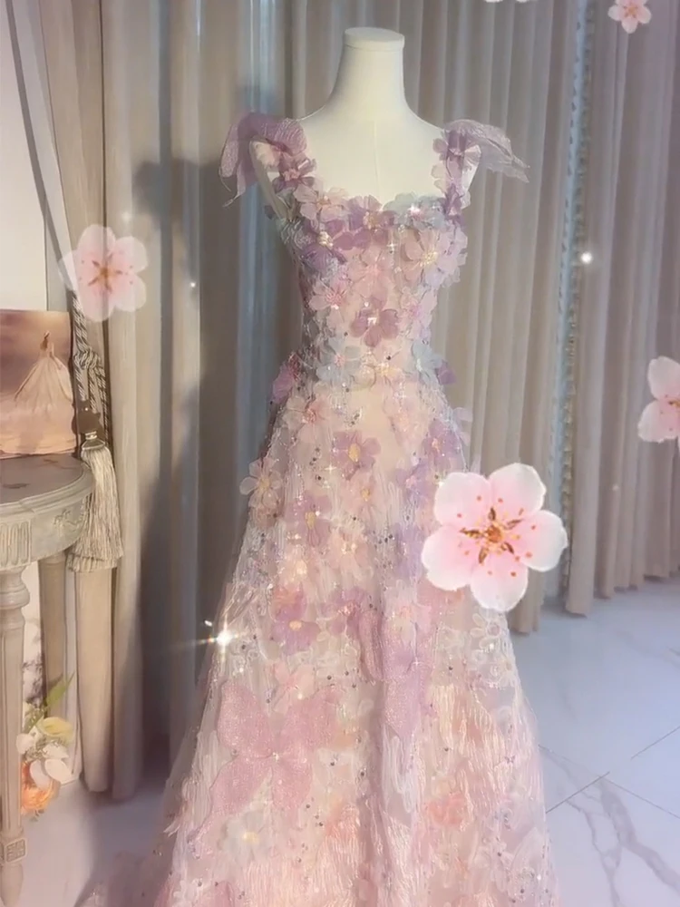 Exquisite Flowers Dress High-End Affordable Luxury Niche Evening Elegant High Sense Beautiful Birthday Little