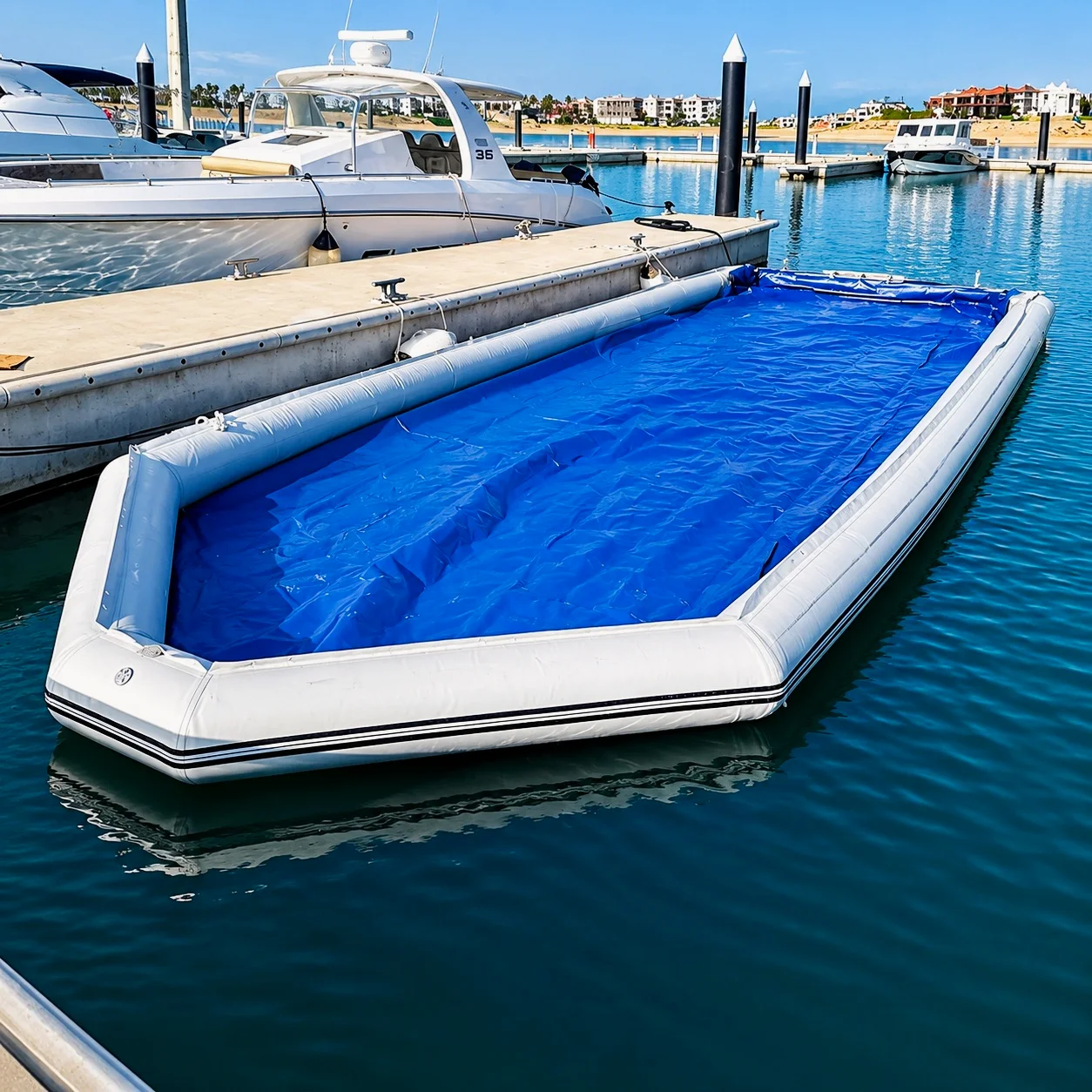 6x3m PVC Inflatable Jet Ski Floating Dock Antifouling Yacht Boat Mooring Berth Portable Inflatable Parking Platform for Marina