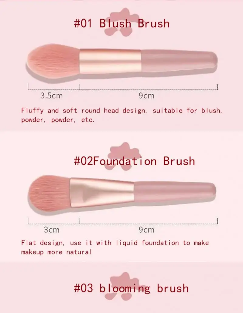 8PCS แปรงสำหรับแต่งหน้าชุดอายแชโดว์แบบพกพา Foundation ผู้หญิงแปรงเครื่องสำอาง Blush ความงามแต่งหน้าแปรงเครื่องมือความงาม