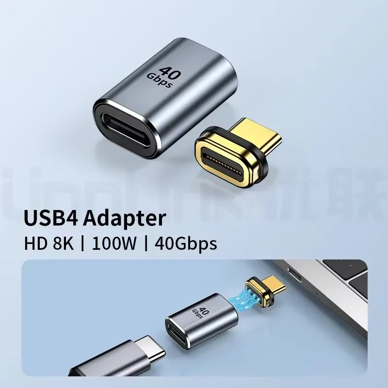Unnlink USB Type C Adapter Magnetisch 40Gbps 8K60Hz 100W USB4 Verlengconverter Compatibel met Thunderbolt 4/3 voor Macbook IPhone15