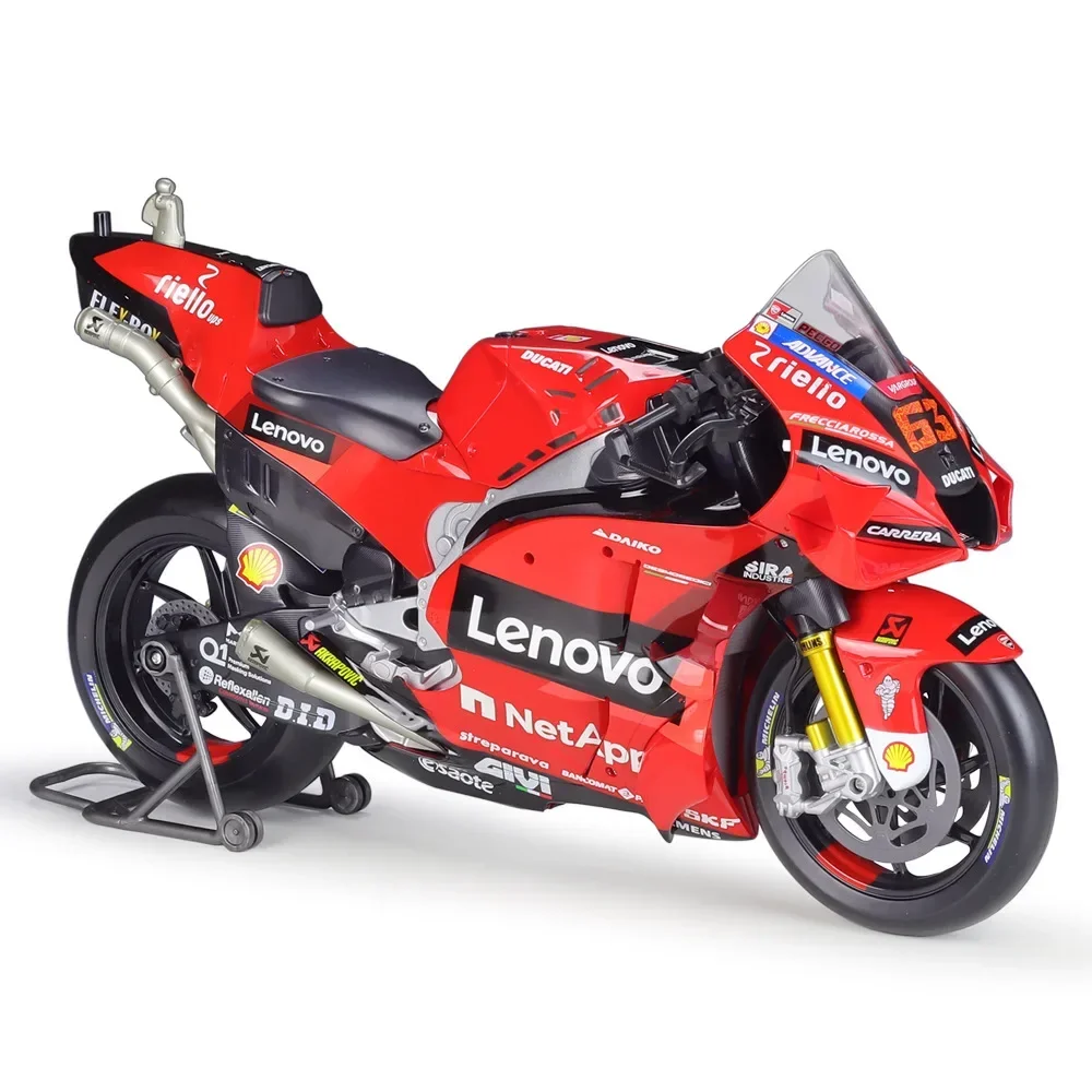 Maisto 1/6 2022 Racing Ducati Lenovo Team Motorcycle Car Simulation Alloy Car Model #63 Franceeco Bagnaia Moto GP