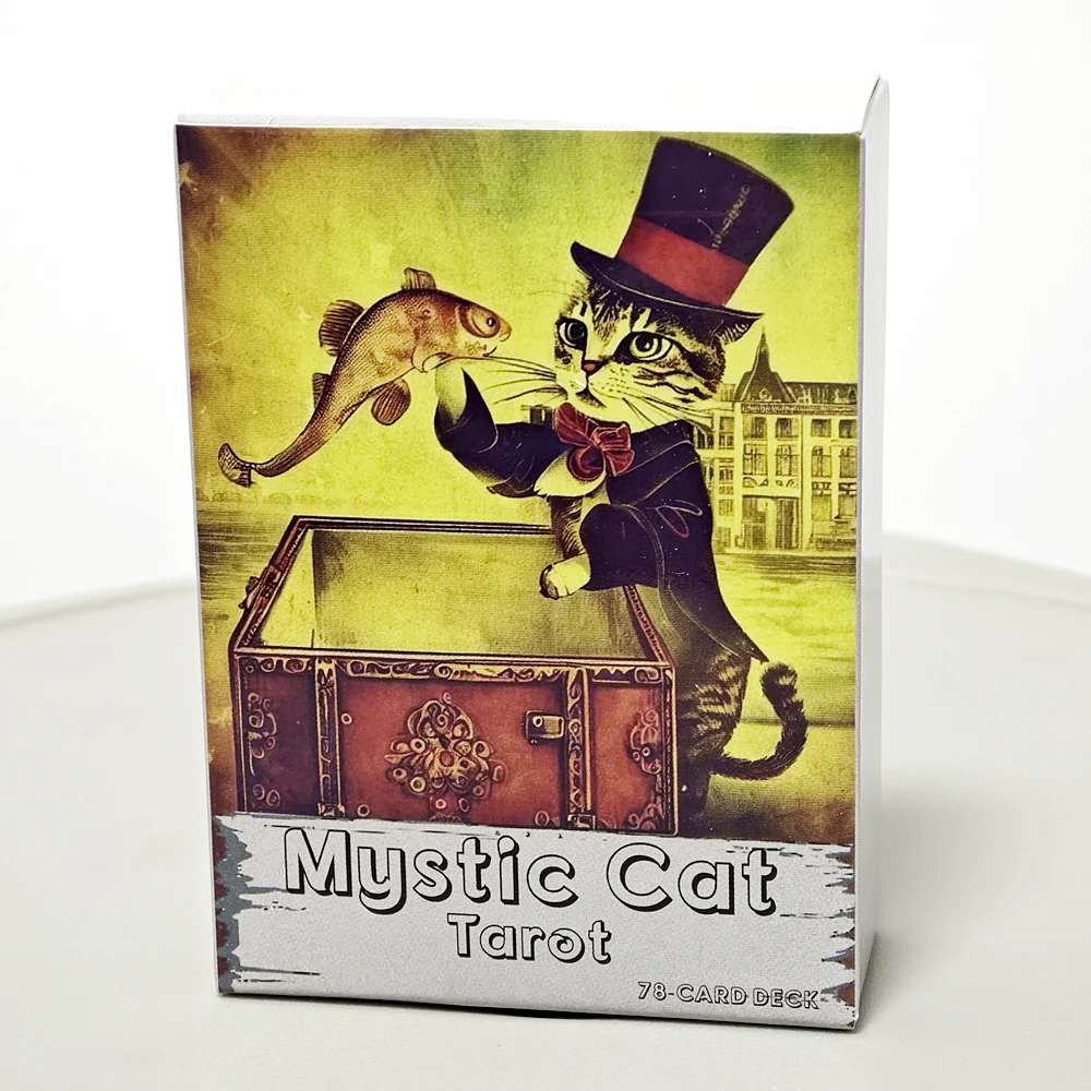 Mystical Cat Tarot Deck 9*6.5cm 78 Pcs Vintage Cartoon Cat Tarot Cards Portable Size