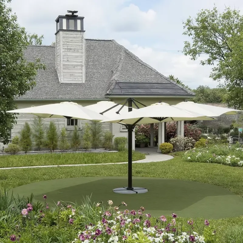 Customized Heavy Large Outdoor Four Head Patio Umbrella Sun Umbrella for Park Villa Courtyard