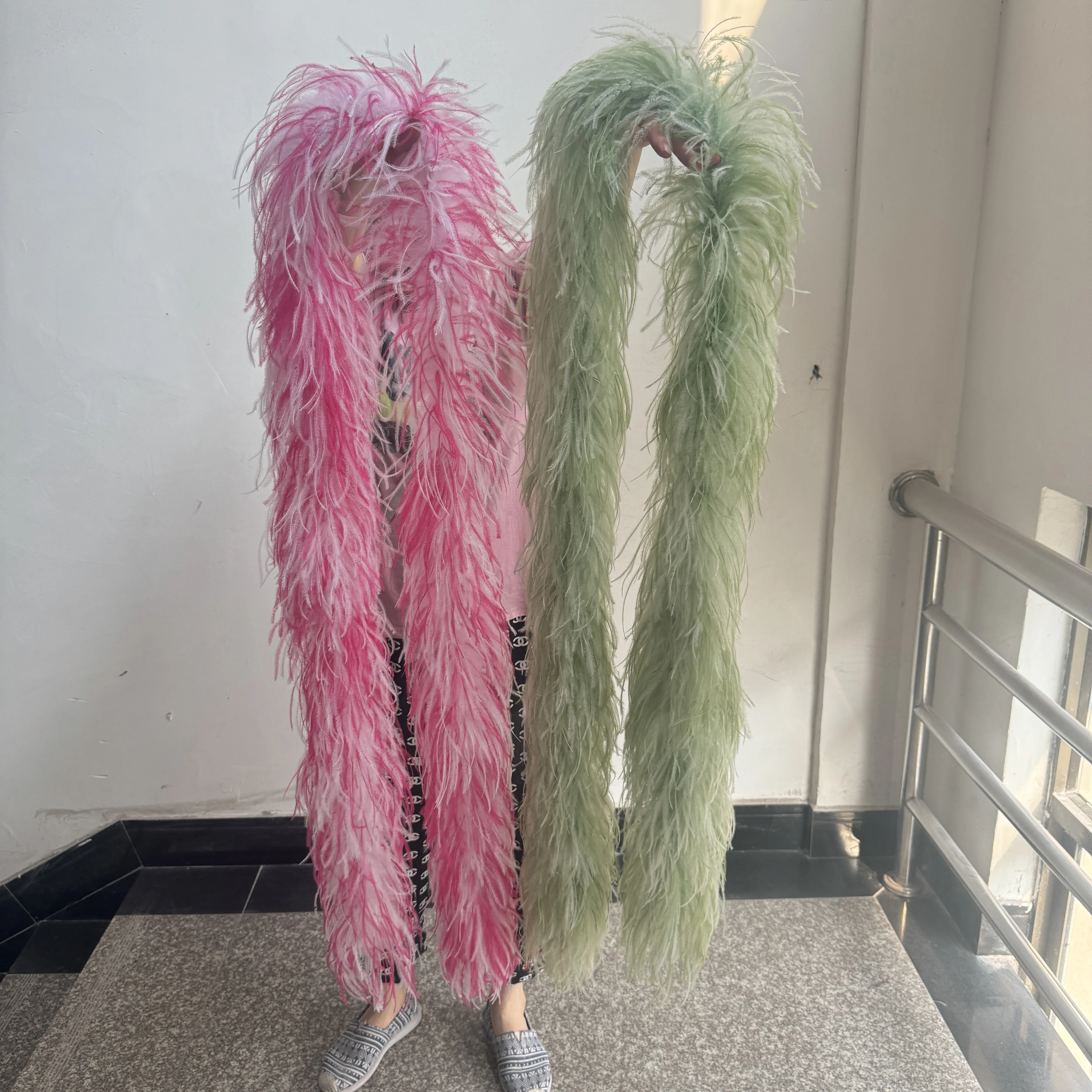 6Ply 10Ply Ostrich feathers boa 2 3 4M Trim ribbon Natural Ostrich Feathers decoration Shawl for Wedding Party Dress Sewing