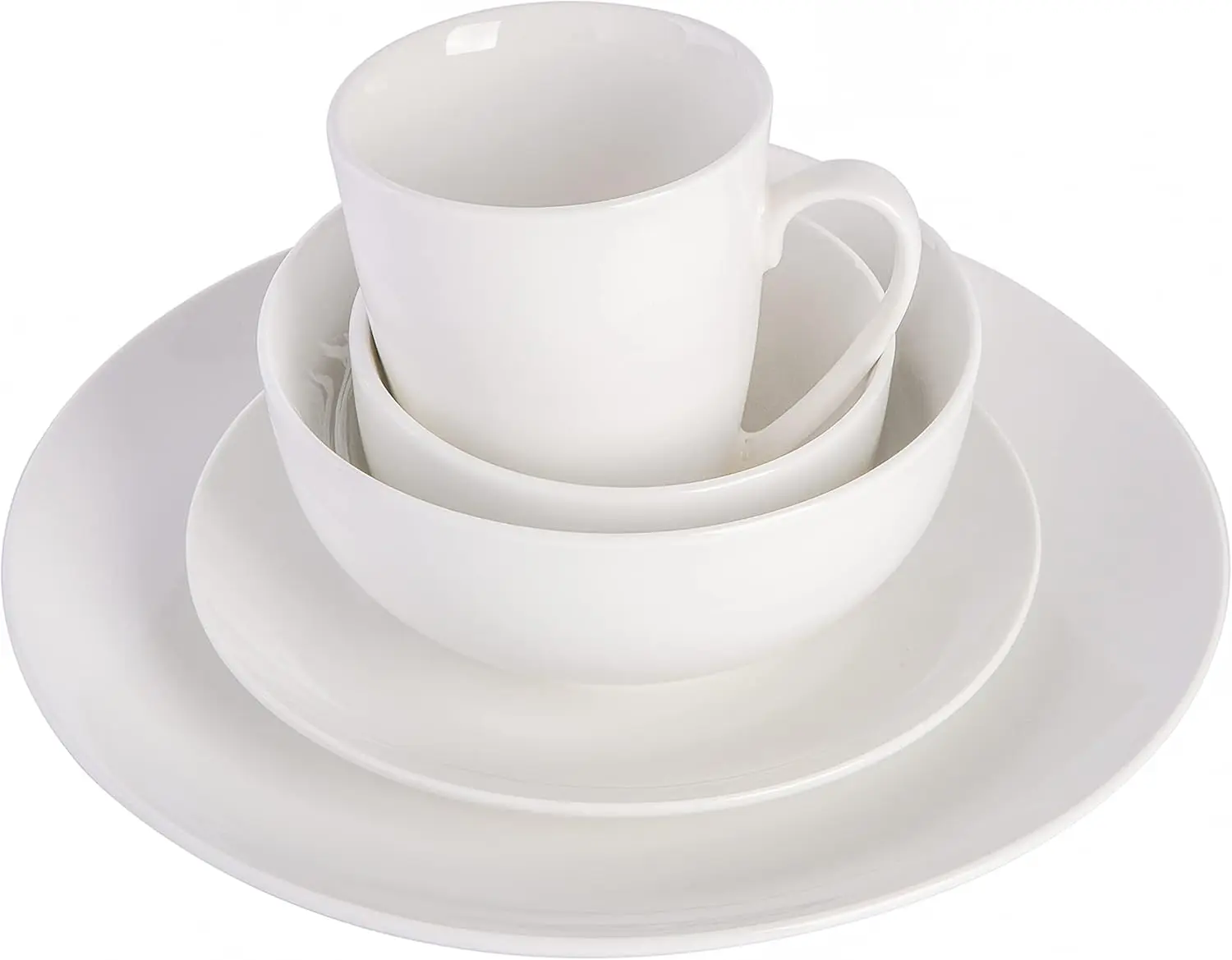 Zen Buffet Porcelain Dinnerware Set, Service for 6 (30pcs), White (Coupe) & Zen Buffet 4-Piece 8.5-Inch Porcelain Chip and Scrat