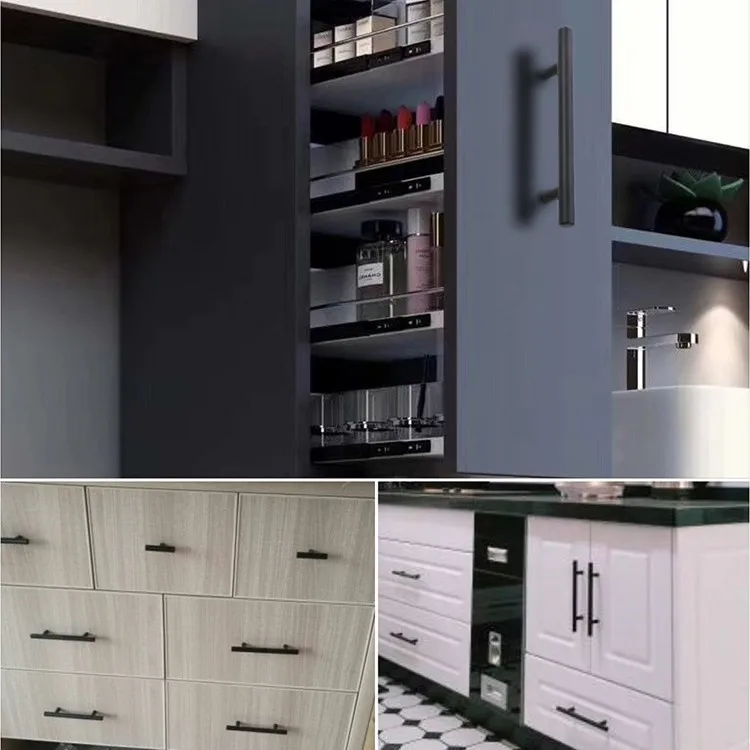 Modern Cabinet Handles Kitchen Door Handles Drawer Knobs Aluminum Alloy Wardrobe Door Handles Brushed Hardware Accessories