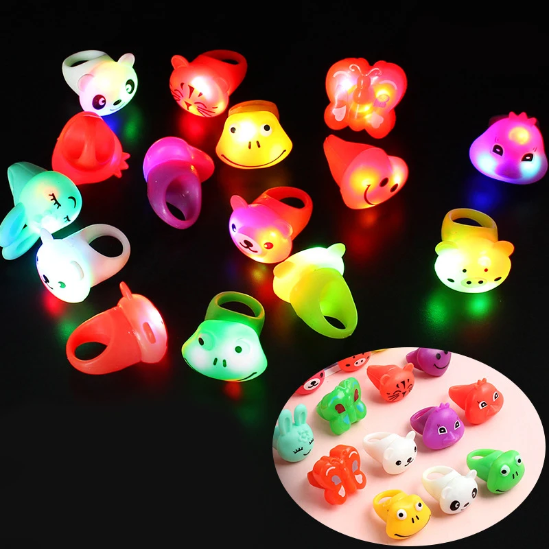 Creativity Cartoon Animal LED glowing  Light Up Glowing Finger Rings Electronic Halloween Fun Toys Gifts for Children Kids